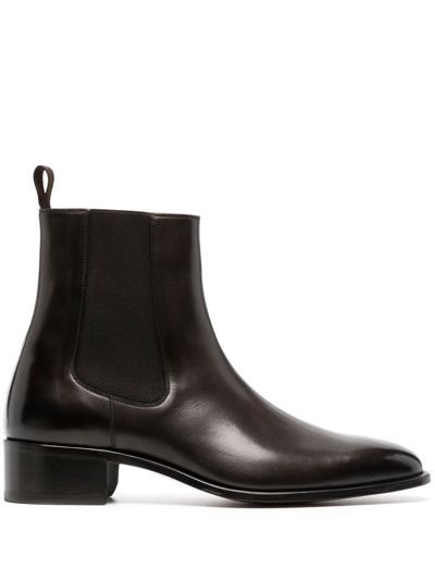 Shop Tom Ford Chelsea Ankle Boots In Black