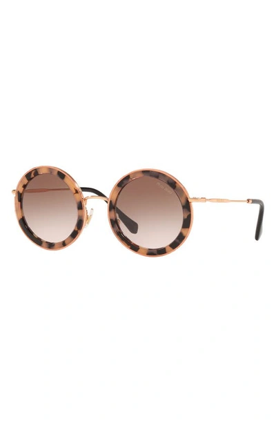 Shop Miu Miu 48mm Round Oversized Sunglasses In Pink Havana / Brown Gradient