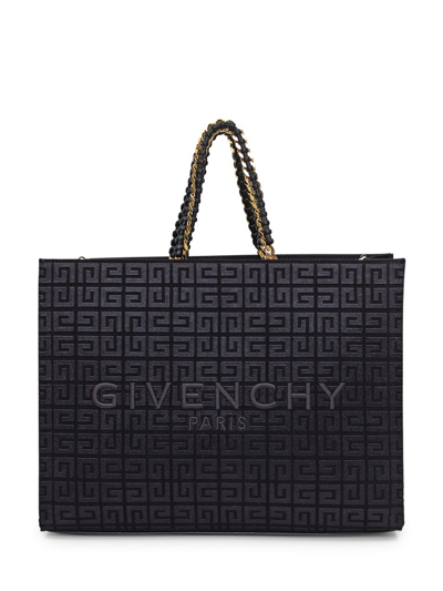 Shop Givenchy 4g Embroidered Medium Shopping Bag In Black