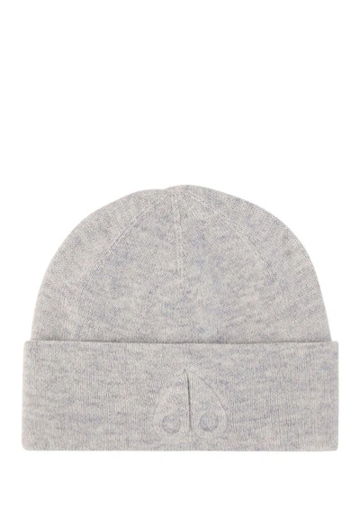 Shop Moose Knuckles Logo Detailed Knit Beanie In Grey