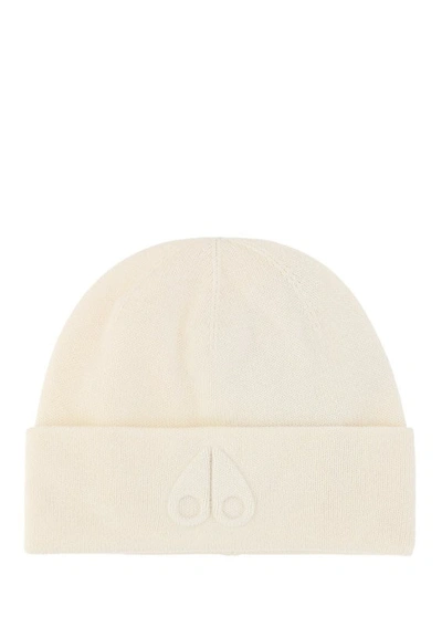 Shop Moose Knuckles Logo Detailed Knit Beanie In Beige