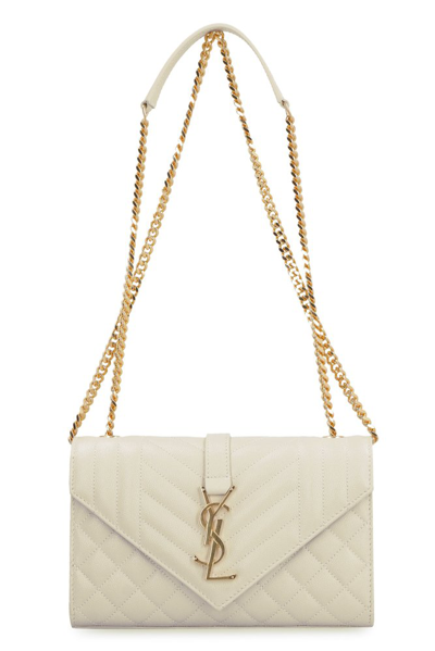 Shop Saint Laurent Envelope Small Shoulder Bag In White