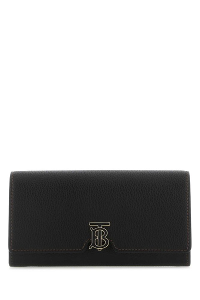 Shop Burberry Logo Plaque Foldover Top Wallet In Black