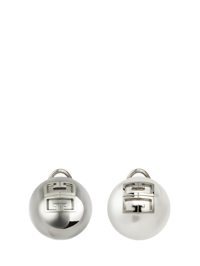 Shop Givenchy 4g Embellished Asymmetrical Earrings In Silver