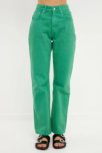 Shop Grey Lab Color Full Length Wide Leg Jean In Green