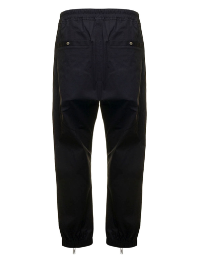 Shop Rick Owens Man's Black Cotton Track Pants  With Zip
