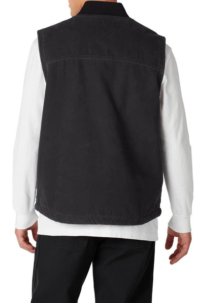 Shop Dickies Fleece Lined Cotton Duck Vest In Stonewashed Black