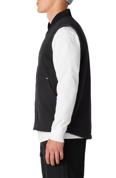 Shop Dickies Fleece Lined Cotton Duck Vest In Stonewashed Black