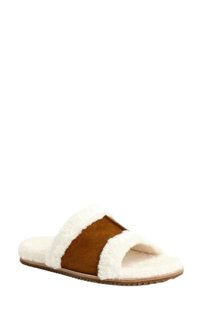 Shop Revitalign Clara Orthotic Faux Fur Lined Slide Slipper In Saddle