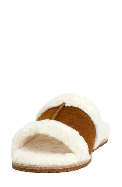 Revitalign Clara Orthotic Faux Fur Lined Slide Slipper In Saddle