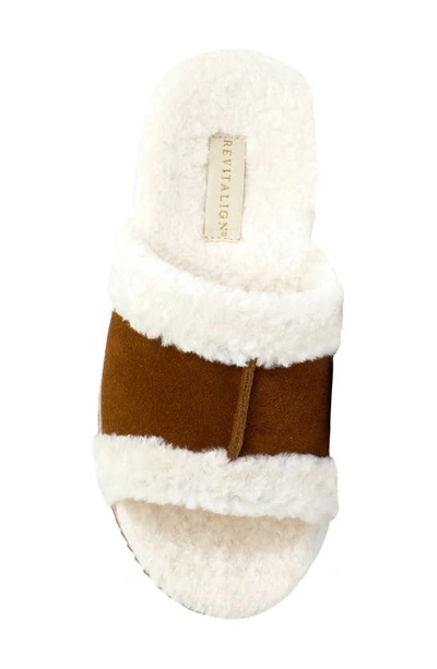 Revitalign Clara Orthotic Faux Fur Lined Slide Slipper In Saddle