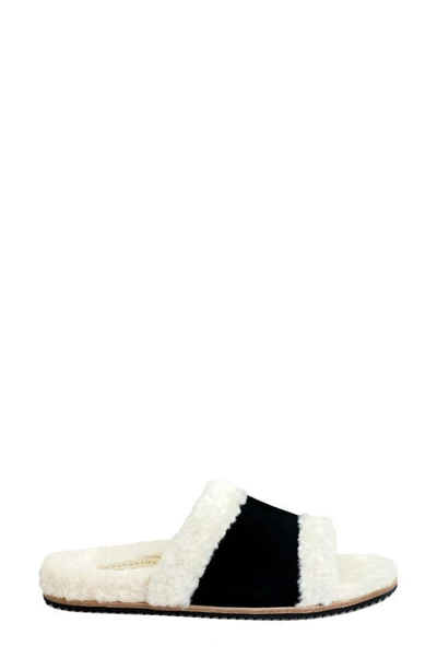 Revitalign Clara Orthotic Faux Fur Lined Slide Slipper In Black