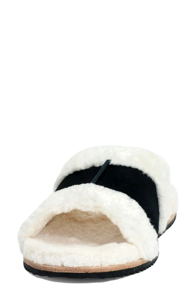 Revitalign Clara Orthotic Faux Fur Lined Slide Slipper In Black