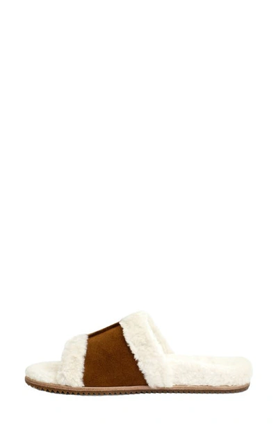 Revitalign Clara Orthotic Faux Fur Lined Slide Slipper In Saddle
