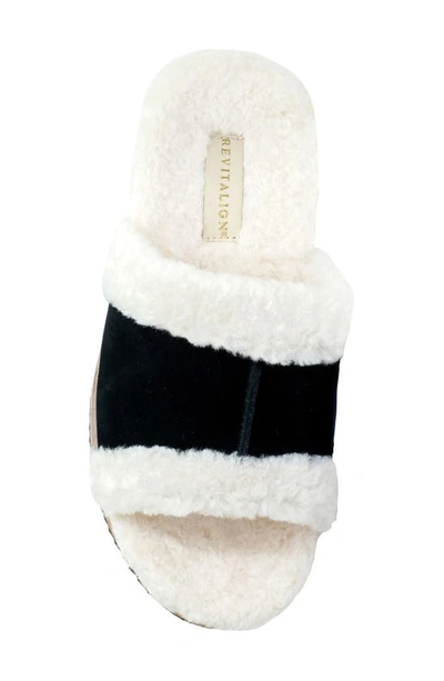 Revitalign Clara Orthotic Faux Fur Lined Slide Slipper In Black