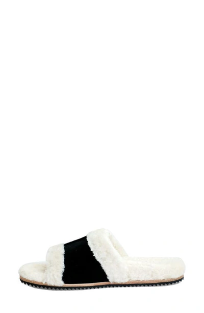 Revitalign Clara Orthotic Faux Fur Lined Slide Slipper In Black