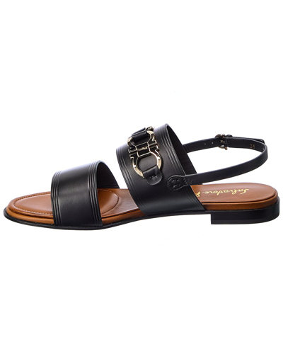 Ferragamo Gancini-plaque Leather Sandals In Black