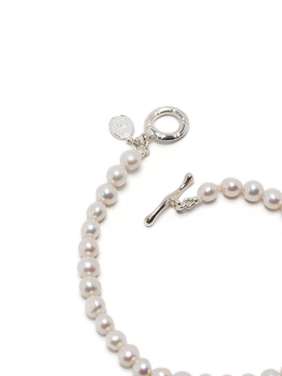 Shop Dower & Hall T-bar Fastening Pearl Bracelet In Weiss