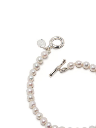 Dower & Hall T-bar Fastening Pearl Bracelet In Weiss
