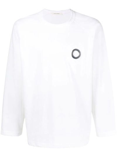 Shop Craig Green Eyelet-detail Long-sleeved T-shirt In White