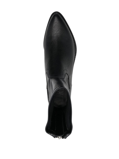 Shop Dkny Faux-leather Pointed Boots In Schwarz