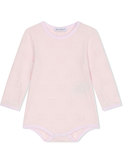 Shop Dolce & Gabbana Dg-logo Babygrow Set In Pink