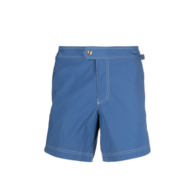Shop Tom Ford Blue Straight-leg Swim Shorts