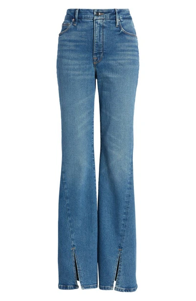 Shop Good American Good Legs Flare Split Hem Jeans In Indigo029