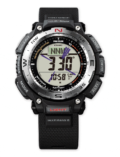 Pre-owned Casio Pro Treck Prw-3400-1jf Duplex Lcd Biomass Plastic Case Radio Solar Watch