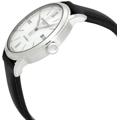 Pre-owned Baume & Mercier Classima Automatic White Dial Black Leather Mens Watch Moa10332