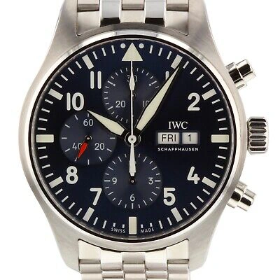 Pre-owned Iwc Schaffhausen Iwc Pilot's Le Petit Prince Steel Automatic 43 Mm Blue Dial Watch Iw377717