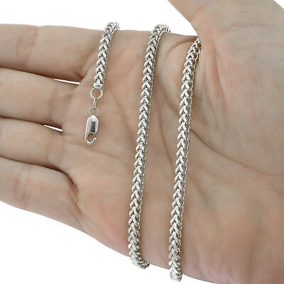 Pre-owned Wheat Franco 10k White Gold Mens 3mm Franco Square Box Foxtail Wheat Necklace Chain 26"