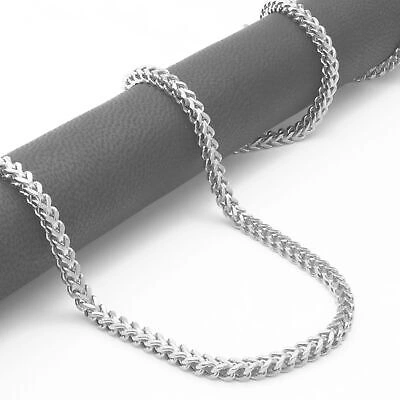 Pre-owned Wheat Franco 10k White Gold Mens 3mm Franco Square Box Foxtail Wheat Necklace Chain 26"