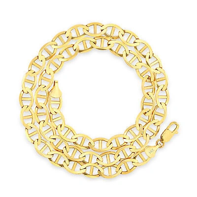 Pre-owned Nuragold 10k Yellow Gold Solid Mens 9mm Mariner Anchor Flat Link Chain Bracelet 9"
