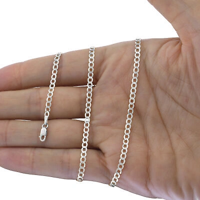 Pre-owned Nuragold Solid 10k White Gold 3mm Cuban Curb Chain Link Mens Necklace Italian Made 28"