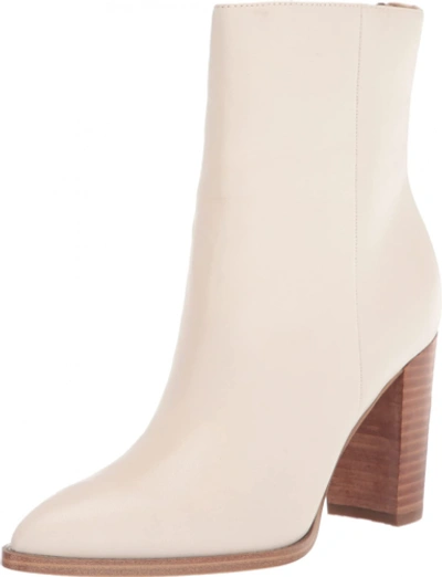Pre-owned Nine West Women's Tryme9x9 Ankle Boot In Ivory Leather
