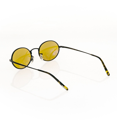 Pre-owned Oliver Peoples 1207 The Row Empire Suite Matte Black Yellow Sunglasses Ov1207s