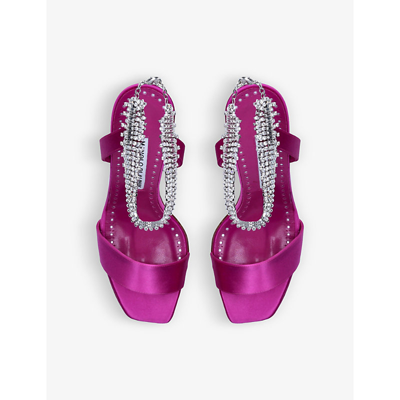 Shop Manolo Blahnik Women's Purple Parinasan 105 Crystal-embellished Satin Heeled Sandals