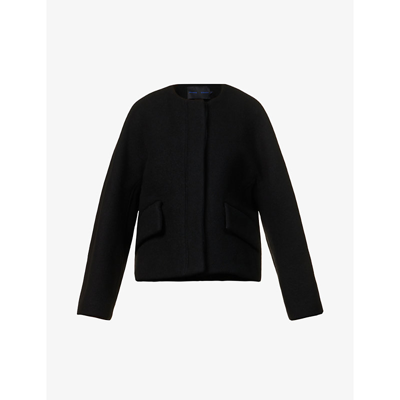 Shop Proenza Schouler Melton Round-neck Relaxed-fit Wool-blend Jacket In Black