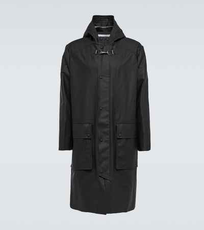 Shop Gabriela Hearst Marcus Hooded Raincoat In Black Ivory/black Melange