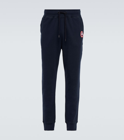 Shop Canada Goose Huron Cotton Sweatpants In Atlantic Navy