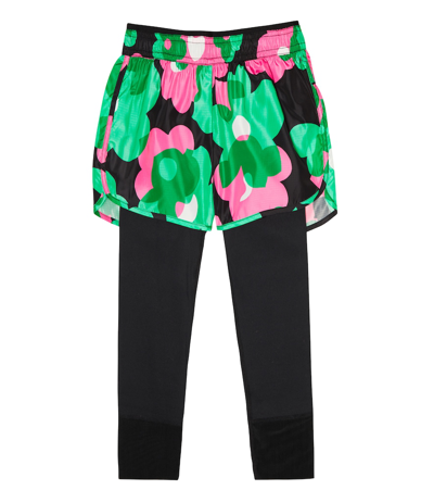 Shop Stella Mccartney Floral Shorts And Leggings In Nero/multicolor