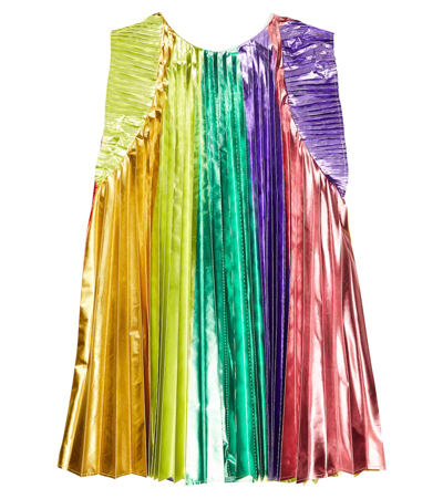 Shop Stella Mccartney Rainbow Pleated Lamé Dress In Multicolor