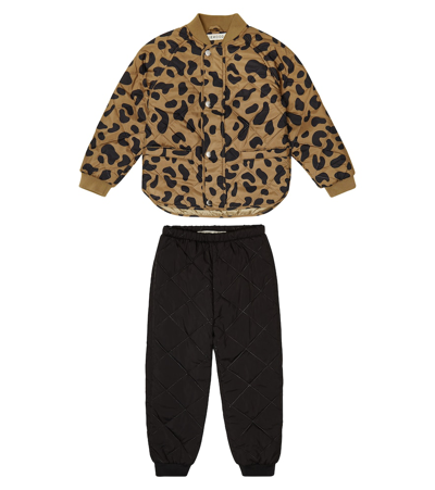 Shop Liewood Anniston Quilted Set Of Jacket And Pants In Mega Leo/oat
