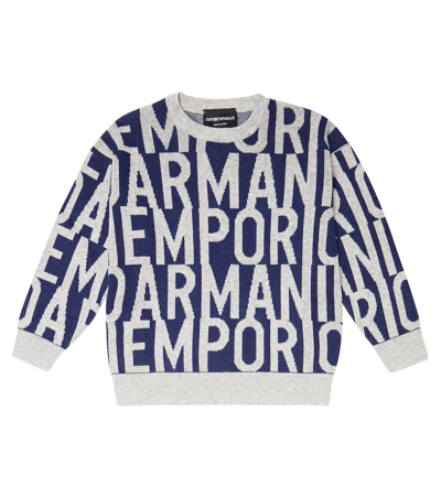 Emporio Armani Logo Intarsia Sweater In Grey