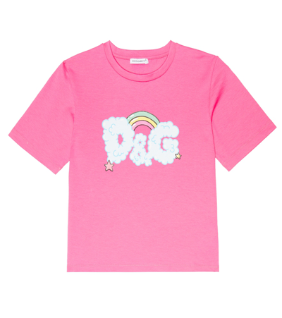 Shop Dolce & Gabbana Logo Cotton T-shirt In Rosa 3