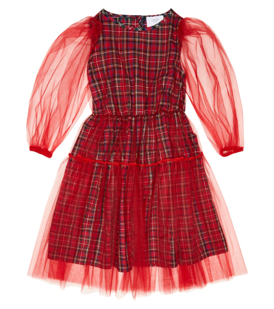 Paade Mode Tulle-trimmed Checked Cotton Dress In Red