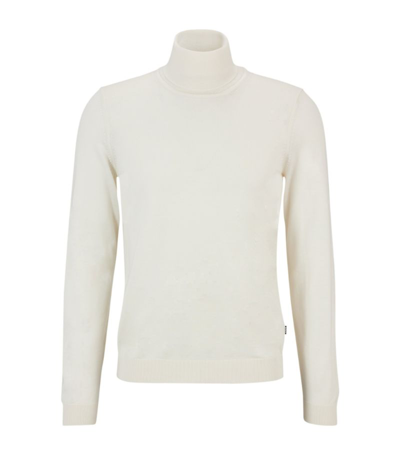 Shop Hugo Boss Boss Virgin Wool Rollneck Sweater In White