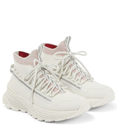 Moncler High-top Sneakers Light Runner Fabric Mix In White | ModeSens