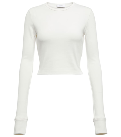 Shop Wardrobe.nyc X Hailey Bieber Hb Cotton-blend Jersey Crop Top In White